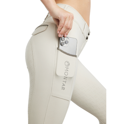 Montar MoGloria Caviar Tape Ladies Full Grip Breeches, Light Silver Grey