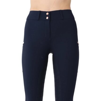 Montar REBEL Rosegold Logo & Pipe Knee Grip Mid Rise Breeches, Navy